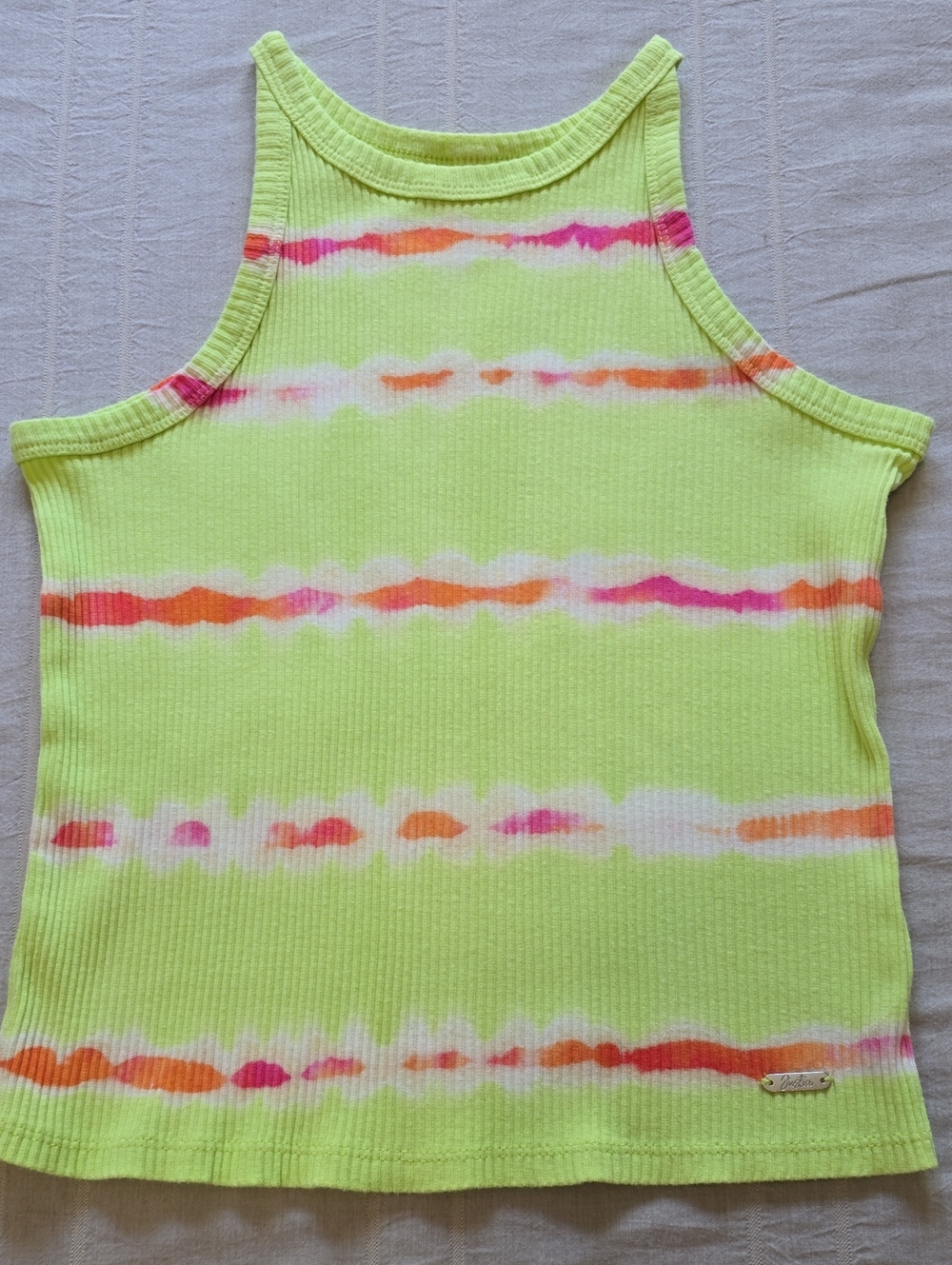 Justice Neon Citrus Yellow Tie-Dye Tank Top Girls Size M (10)